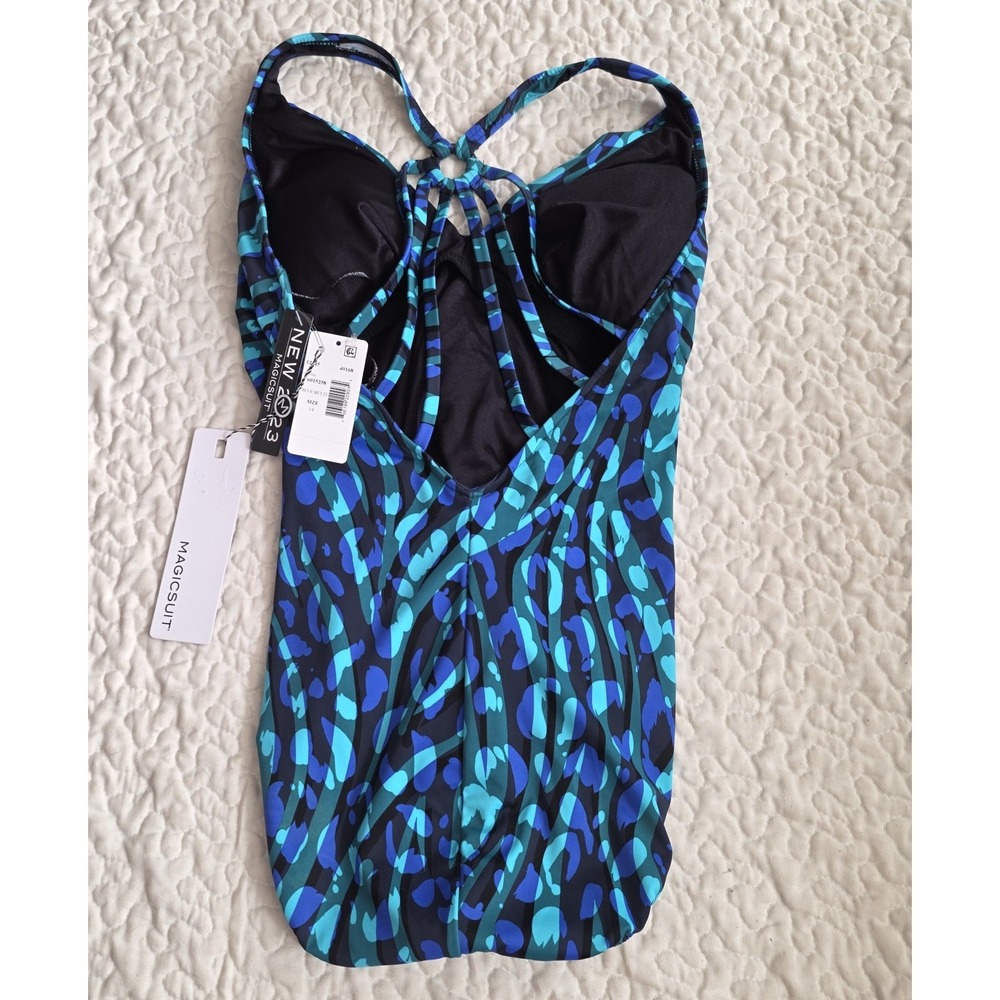 Magicsuit Slimming One Piece Swimsuit Blue Animals Print Bathing‎ Suit Size 14 - Picture 2 of 7